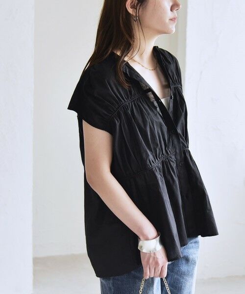 SHIPS / シップス シャツ・ブラウス | quaranciel:〈手洗い可能〉コットンボイル シアー ギャザー バンドカラー シャツ ブラウス | 詳細19