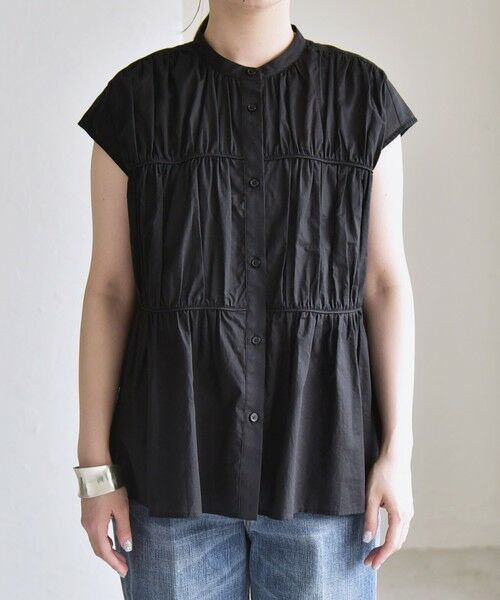 SHIPS / シップス シャツ・ブラウス | quaranciel:〈手洗い可能〉コットンボイル シアー ギャザー バンドカラー シャツ ブラウス | 詳細27