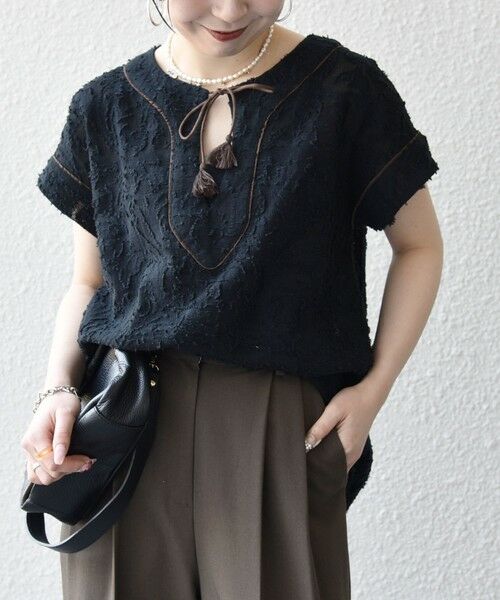 SHIPS / シップス シャツ・ブラウス | 《追加予約》SHIPS any:〈手洗い可能〉メッシュ ジャカード カフタン スキッパー ブラウス | 詳細3