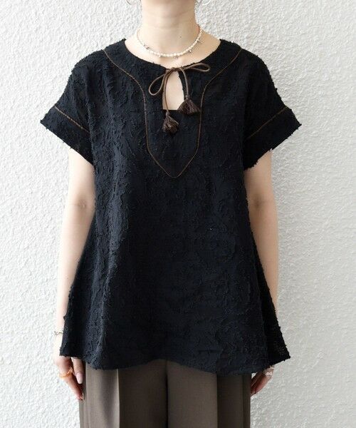 SHIPS / シップス シャツ・ブラウス | 《追加予約》SHIPS any:〈手洗い可能〉メッシュ ジャカード カフタン スキッパー ブラウス | 詳細16