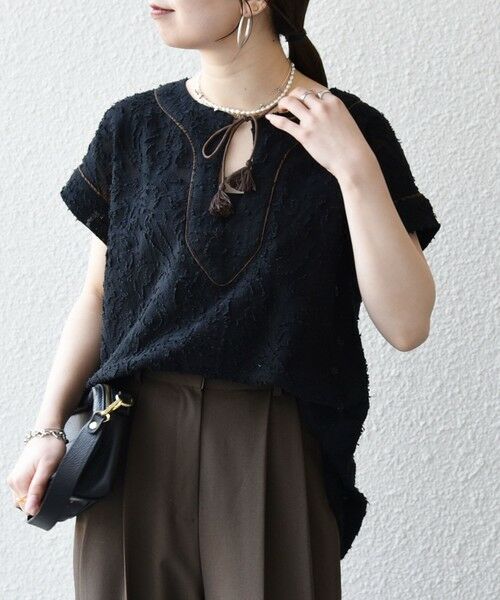 SHIPS / シップス シャツ・ブラウス | 《追加予約》SHIPS any:〈手洗い可能〉メッシュ ジャカード カフタン スキッパー ブラウス | 詳細4