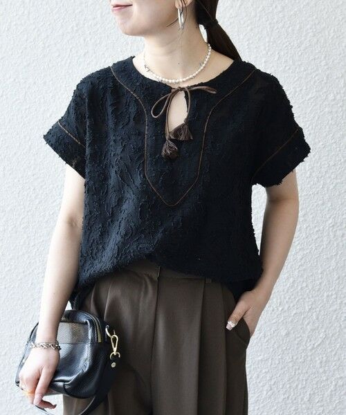 SHIPS / シップス シャツ・ブラウス | 《追加予約》SHIPS any:〈手洗い可能〉メッシュ ジャカード カフタン スキッパー ブラウス | 詳細7