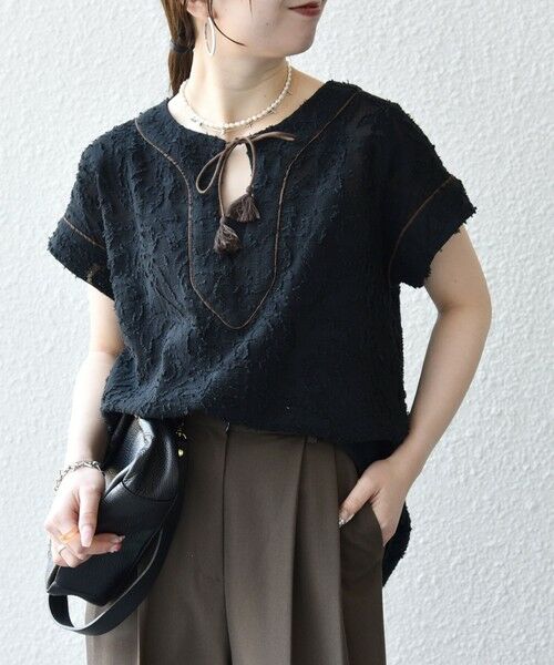 SHIPS / シップス シャツ・ブラウス | 《追加予約》SHIPS any:〈手洗い可能〉メッシュ ジャカード カフタン スキッパー ブラウス | 詳細8