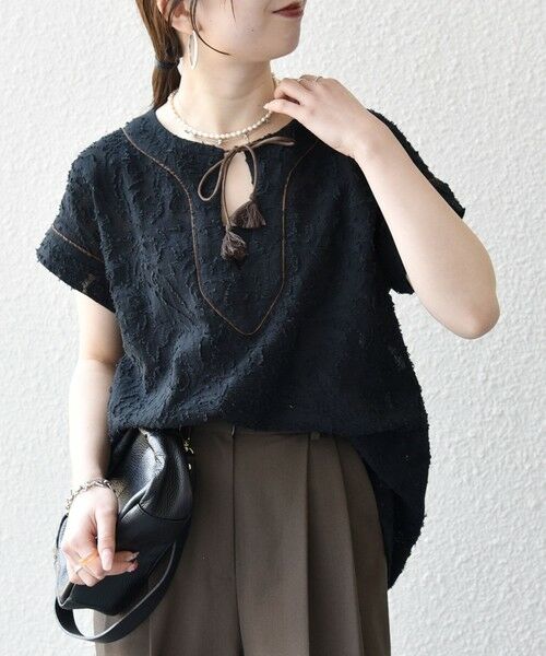 SHIPS / シップス シャツ・ブラウス | 《追加予約》SHIPS any:〈手洗い可能〉メッシュ ジャカード カフタン スキッパー ブラウス | 詳細9