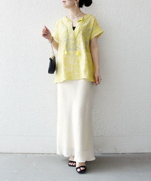 SHIPS / シップス シャツ・ブラウス | 《追加予約》SHIPS any:〈手洗い可能〉メッシュ ジャカード カフタン スキッパー ブラウス | 詳細20