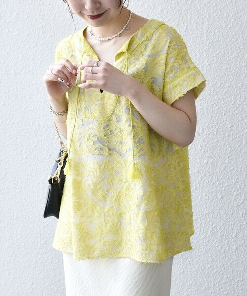 SHIPS / シップス シャツ・ブラウス | 《追加予約》SHIPS any:〈手洗い可能〉メッシュ ジャカード カフタン スキッパー ブラウス | 詳細22