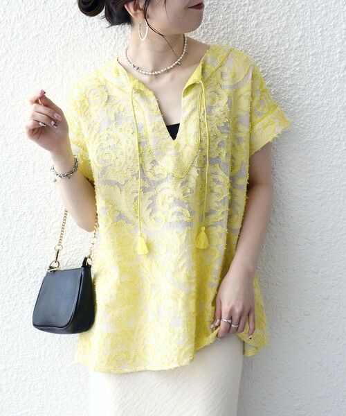 SHIPS / シップス シャツ・ブラウス | 《追加予約》SHIPS any:〈手洗い可能〉メッシュ ジャカード カフタン スキッパー ブラウス | 詳細23