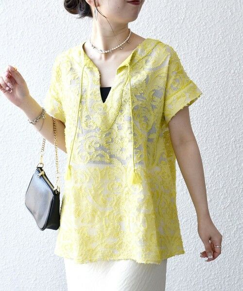 SHIPS / シップス シャツ・ブラウス | 《追加予約》SHIPS any:〈手洗い可能〉メッシュ ジャカード カフタン スキッパー ブラウス | 詳細27