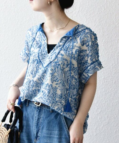 SHIPS / シップス シャツ・ブラウス | SHIPS any:〈手洗い可能〉メッシュ ジャカード カフタン スキッパー ブラウス | 詳細22