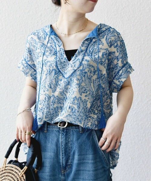 SHIPS / シップス シャツ・ブラウス | SHIPS any:〈手洗い可能〉メッシュ ジャカード カフタン スキッパー ブラウス | 詳細23