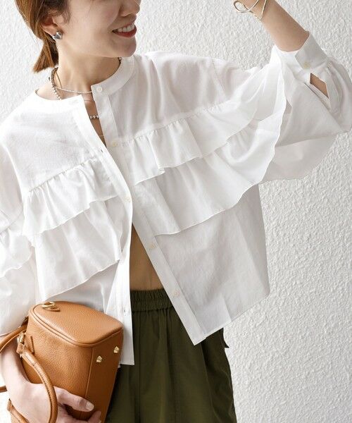 SHIPS / シップス シャツ・ブラウス | SHIPS any:〈洗濯機可能〉ボイル フリル バンドカラー シャツ ブラウス 2 | 詳細3