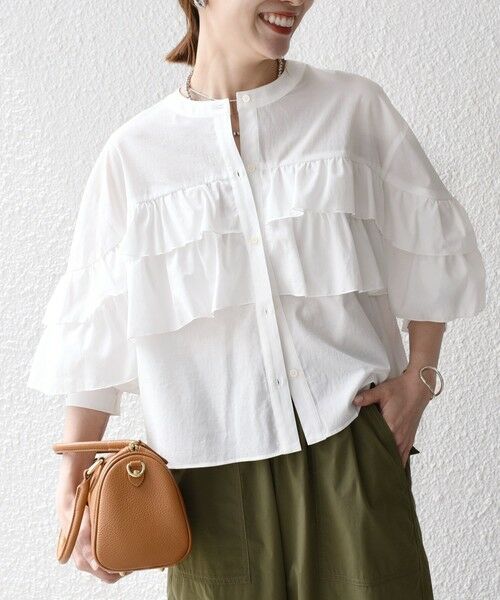 SHIPS / シップス シャツ・ブラウス | SHIPS any:〈洗濯機可能〉ボイル フリル バンドカラー シャツ ブラウス 2 | 詳細4