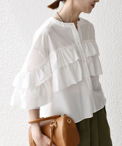 SHIPS / シップス シャツ・ブラウス | SHIPS any:〈洗濯機可能〉ボイル フリル バンドカラー シャツ ブラウス 2 | 詳細5