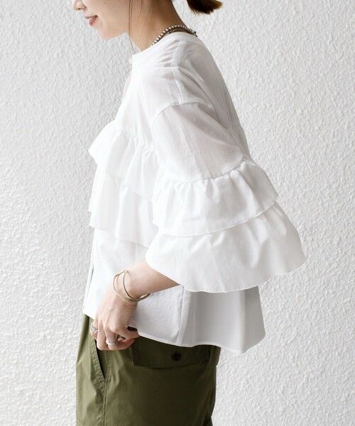 SHIPS / シップス シャツ・ブラウス | SHIPS any:〈洗濯機可能〉ボイル フリル バンドカラー シャツ ブラウス 2 | 詳細8