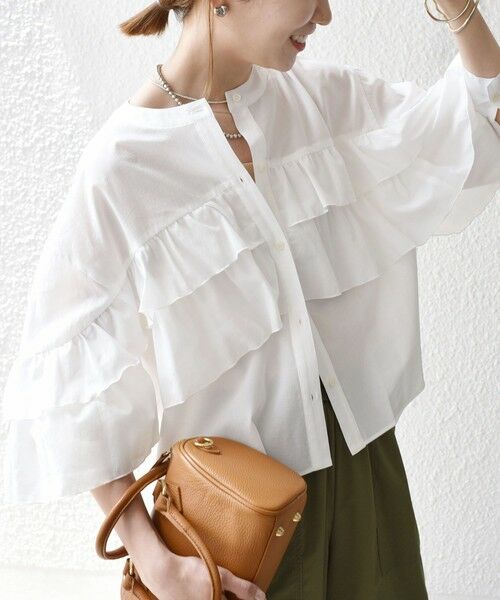SHIPS / シップス シャツ・ブラウス | SHIPS any:〈洗濯機可能〉ボイル フリル バンドカラー シャツ ブラウス 2 | 詳細9