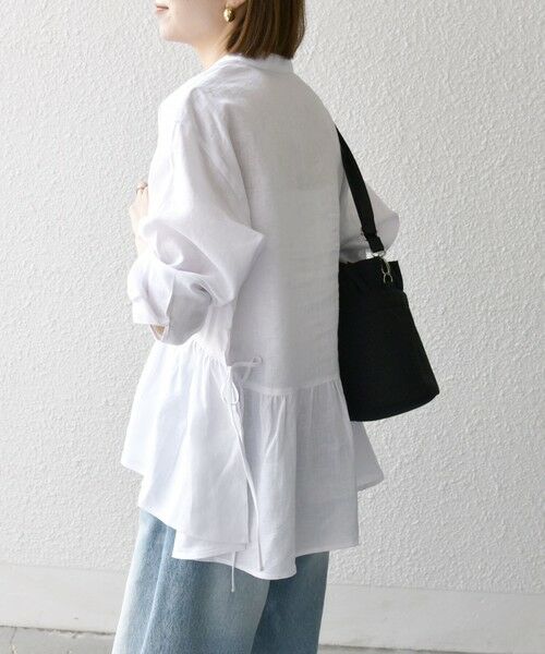 SHIPS / シップス シャツ・ブラウス | SHIPS any:〈洗濯機可能〉リネン ミックス リボン ペプラム バンドカラー シャツ 2 | 詳細7