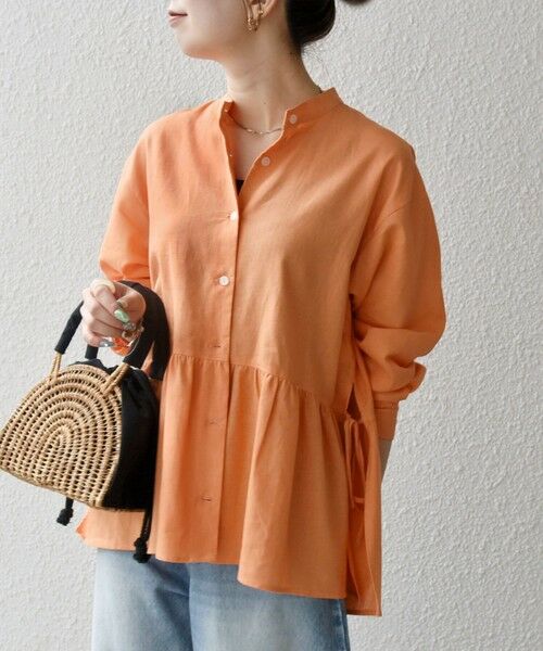 SHIPS / シップス シャツ・ブラウス | SHIPS any:〈洗濯機可能〉リネン ミックス リボン ペプラム バンドカラー シャツ 2 | 詳細16