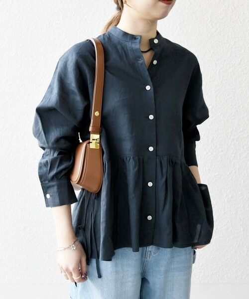 SHIPS / シップス シャツ・ブラウス | SHIPS any:〈洗濯機可能〉リネン ミックス リボン ペプラム バンドカラー シャツ 2 | 詳細29