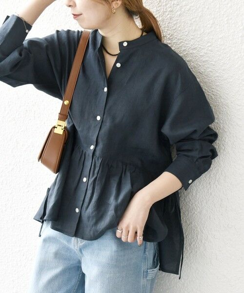 SHIPS / シップス シャツ・ブラウス | SHIPS any:〈洗濯機可能〉リネン ミックス リボン ペプラム バンドカラー シャツ 2 | 詳細30