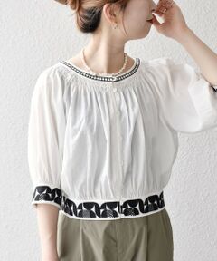 SHIPS / シップス シャツ・ブラウス | bon_meur:〈洗濯機可能〉ジオメトリック エンブロイダリー シャーリング ブラウス