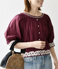 SHIPS / シップス シャツ・ブラウス | bon_meur:〈洗濯機可能〉ジオメトリック エンブロイダリー シャーリング ブラウス