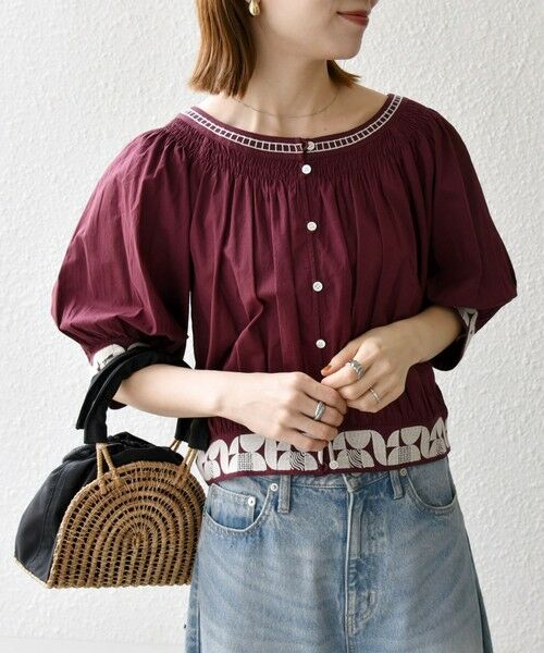 SHIPS / シップス シャツ・ブラウス | bon_meur:〈洗濯機可能〉ジオメトリック エンブロイダリー シャーリング ブラウス | 詳細12