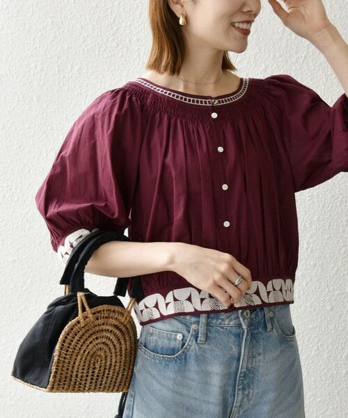 SHIPS / シップス シャツ・ブラウス | bon_meur:〈洗濯機可能〉ジオメトリック エンブロイダリー シャーリング ブラウス | 詳細13