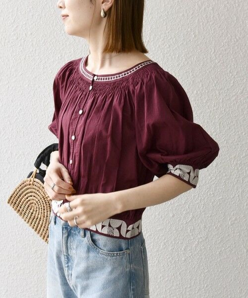 SHIPS / シップス シャツ・ブラウス | bon_meur:〈洗濯機可能〉ジオメトリック エンブロイダリー シャーリング ブラウス | 詳細15