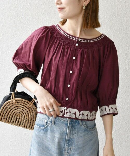 SHIPS / シップス シャツ・ブラウス | bon_meur:〈洗濯機可能〉ジオメトリック エンブロイダリー シャーリング ブラウス | 詳細16