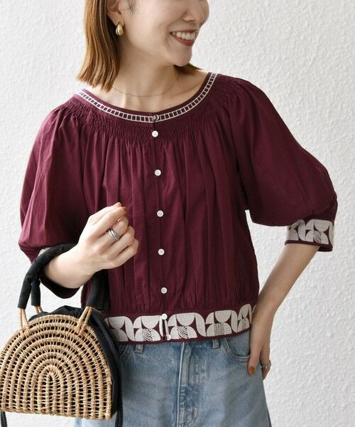 SHIPS / シップス シャツ・ブラウス | bon_meur:〈洗濯機可能〉ジオメトリック エンブロイダリー シャーリング ブラウス | 詳細17