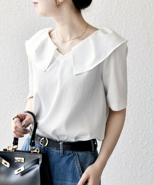 SHIPS / シップス シャツ・ブラウス | 【WEB限定】SHIPS any:〈洗濯機可能〉ラフ サテン フリルカラー ブラウス 25SS | 詳細10