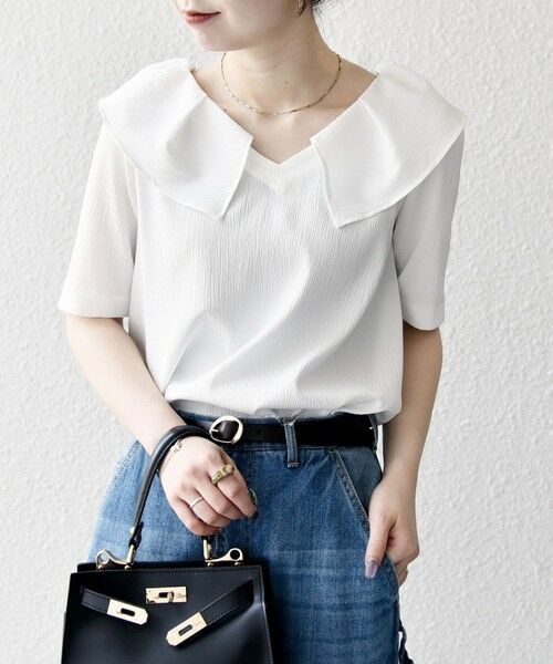 SHIPS / シップス シャツ・ブラウス | 【WEB限定】SHIPS any:〈洗濯機可能〉ラフ サテン フリルカラー ブラウス 25SS | 詳細11