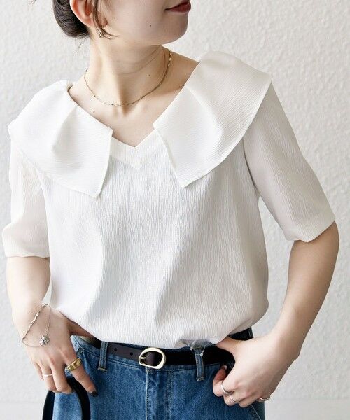 SHIPS / シップス シャツ・ブラウス | 【WEB限定】SHIPS any:〈洗濯機可能〉ラフ サテン フリルカラー ブラウス 25SS | 詳細3