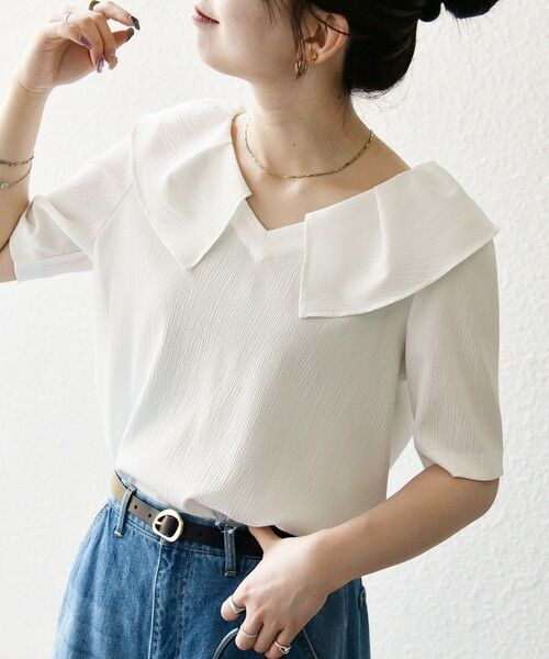 SHIPS / シップス シャツ・ブラウス | 【WEB限定】SHIPS any:〈洗濯機可能〉ラフ サテン フリルカラー ブラウス 25SS | 詳細4