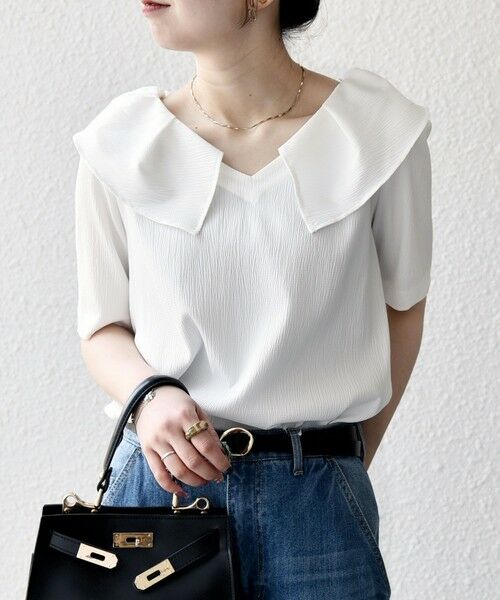 SHIPS / シップス シャツ・ブラウス | 【WEB限定】SHIPS any:〈洗濯機可能〉ラフ サテン フリルカラー ブラウス 25SS | 詳細5