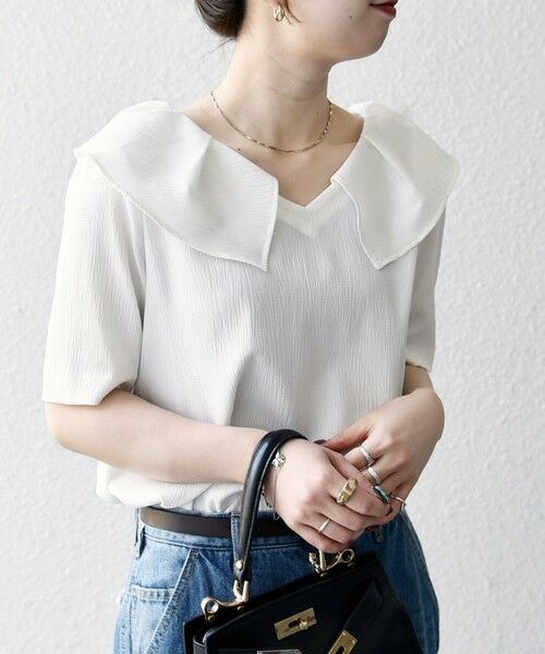 SHIPS / シップス シャツ・ブラウス | 【WEB限定】SHIPS any:〈洗濯機可能〉ラフ サテン フリルカラー ブラウス 25SS | 詳細8