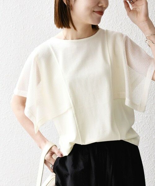 SHIPS / シップス Tシャツ | SHIPS any:〈手洗い可能〉メッシュ シアー ハンカチ スリーブ ドッキング TEE | 詳細5