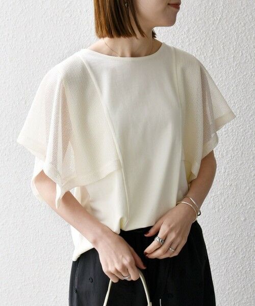 SHIPS / シップス Tシャツ | SHIPS any:〈手洗い可能〉メッシュ シアー ハンカチ スリーブ ドッキング TEE | 詳細6