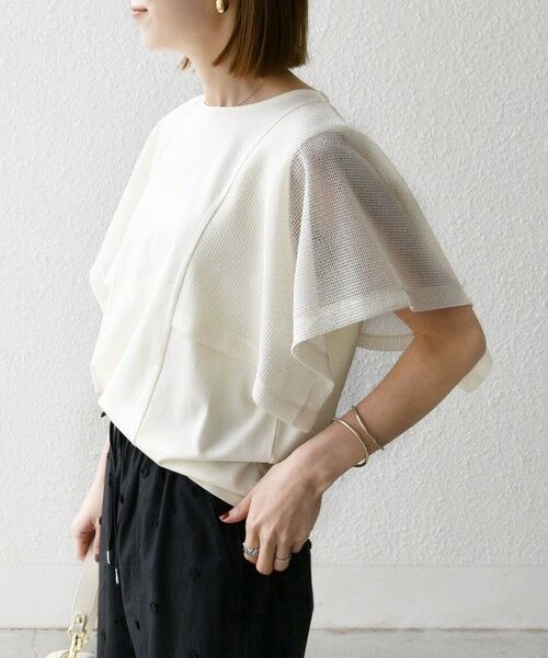 SHIPS / シップス Tシャツ | SHIPS any:〈手洗い可能〉メッシュ シアー ハンカチ スリーブ ドッキング TEE | 詳細7