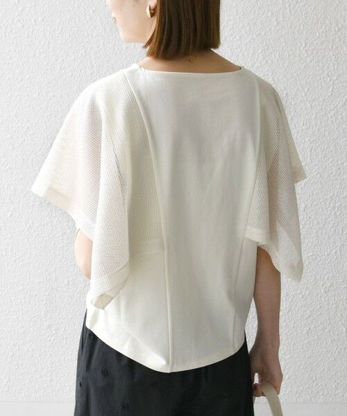 新品、未使用　SHIPSany　メッシュシアーハンカチスリーブ　ドッキングTEE SHIPS any:〈手洗い可能〉メッシュ シアー ハンカチ スリーブ