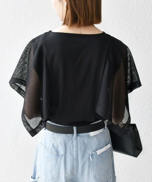 SHIPS - SHIPS any メッシュ シアー ハンカチ スリーブ ドッキング TEE SHIPS｜SHIPS any:<手洗い可能>メッシュ シアー ハンカチ