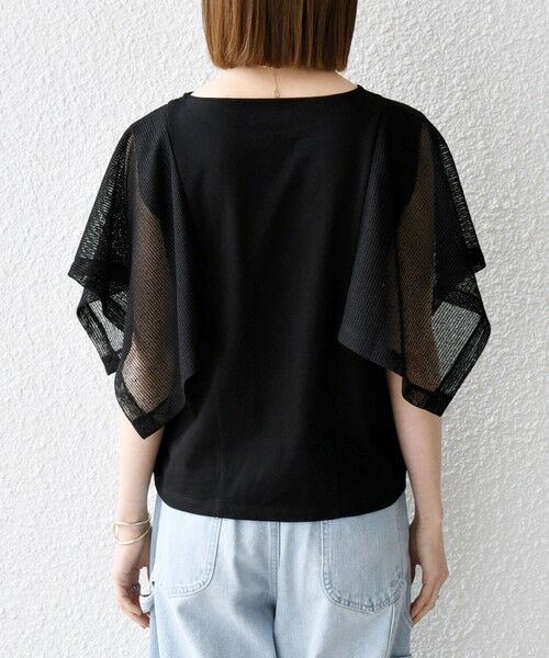 新品、未使用　SHIPSany　メッシュシアーハンカチスリーブ　ドッキングTEE SHIPS any:〈手洗い可能〉メッシュ シアー ハンカチ スリーブ