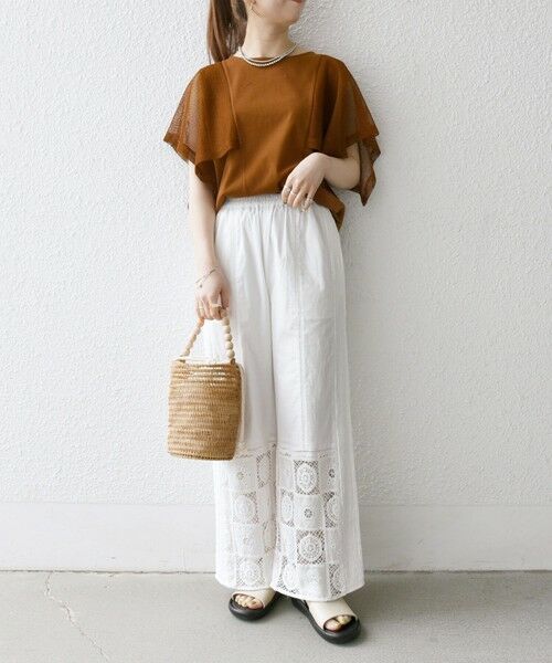 SHIPS / シップス Tシャツ | SHIPS any:〈手洗い可能〉メッシュ シアー ハンカチ スリーブ ドッキング TEE | 詳細25