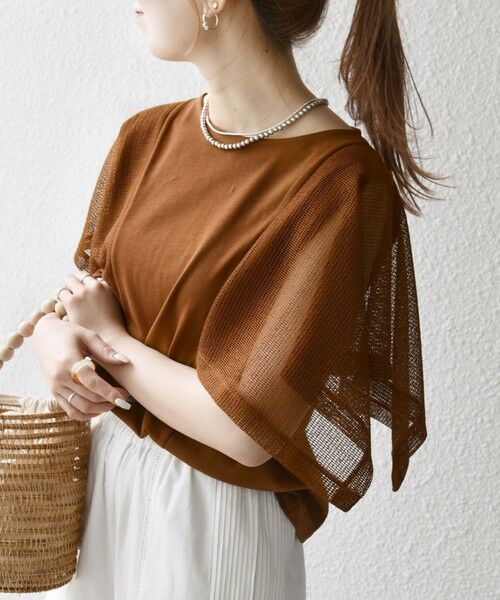 SHIPS / シップス Tシャツ | SHIPS any:〈手洗い可能〉メッシュ シアー ハンカチ スリーブ ドッキング TEE | 詳細30