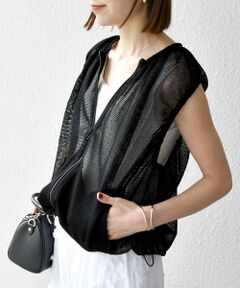 SHIPS / シップス ベスト | SHIPS any:〈手洗い可能〉メッシュ シアー ドロスト ギャザー ノースリーブ ベスト