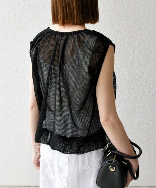 SHIPS / シップス ベスト | SHIPS any:〈手洗い可能〉メッシュ シアー ドロスト ギャザー ノースリーブ ベスト | 詳細5