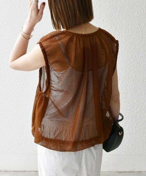 SHIPS / シップス ベスト | SHIPS any:〈手洗い可能〉メッシュ シアー ドロスト ギャザー ノースリーブ ベスト | 詳細14
