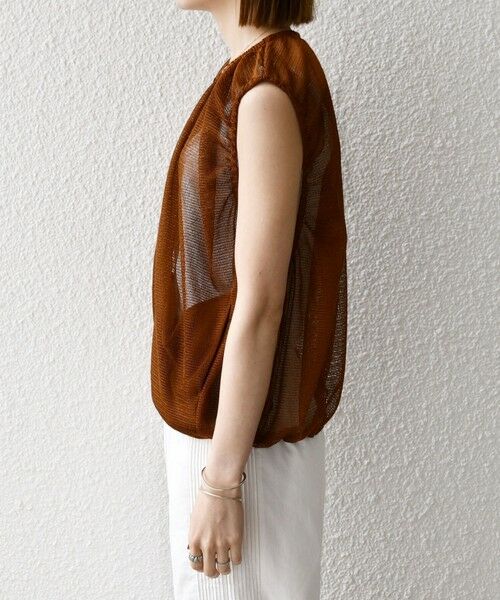 SHIPS / シップス ベスト | SHIPS any:〈手洗い可能〉メッシュ シアー ドロスト ギャザー ノースリーブ ベスト | 詳細25