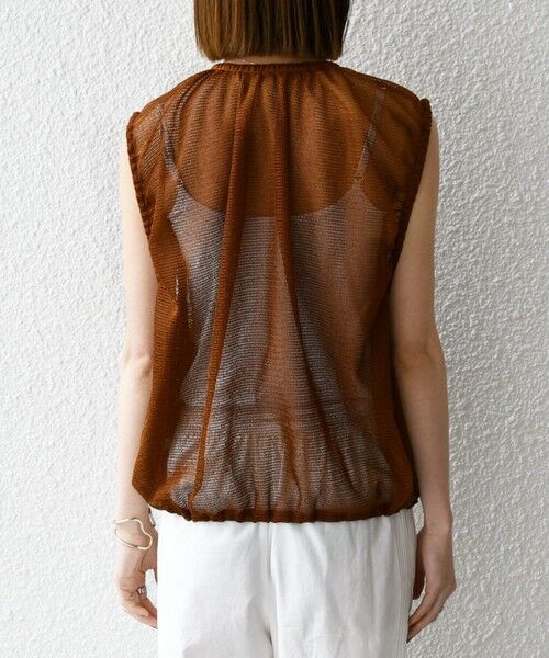 SHIPS / シップス ベスト | SHIPS any:〈手洗い可能〉メッシュ シアー ドロスト ギャザー ノースリーブ ベスト | 詳細26