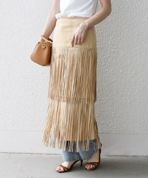SHIPS / シップス ロング・マキシ丈スカート | bon_meur:〈手洗い可能〉フリンジ ティアード タイト スカート | 詳細7